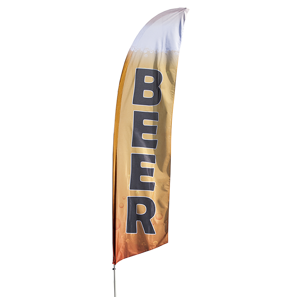 COLD BEER Liquor Store Swooper Banner Feather Flutter Bow Tall Curved Top Flag 