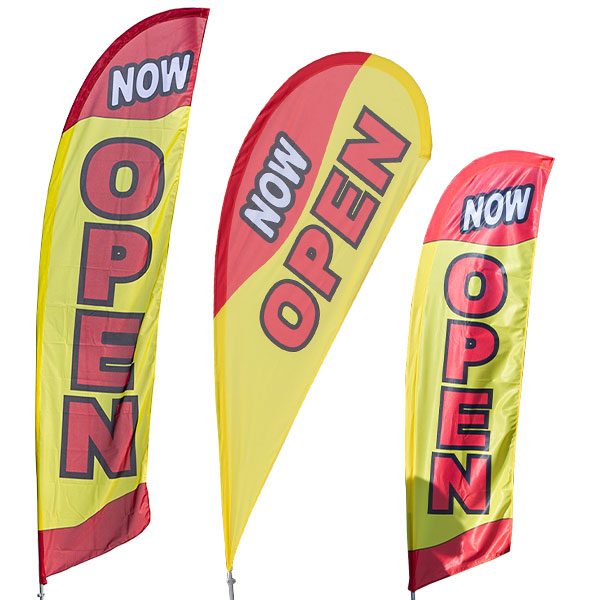Pre-Printed Now Open Banner Solid 8 x 4 Orange 
