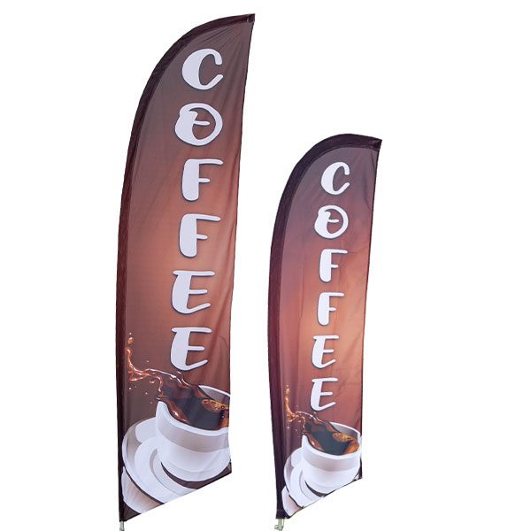 - Style 2 13.5ft Feather Banner Single-Sided, Poles and Cross Base Included Coffee Shop 