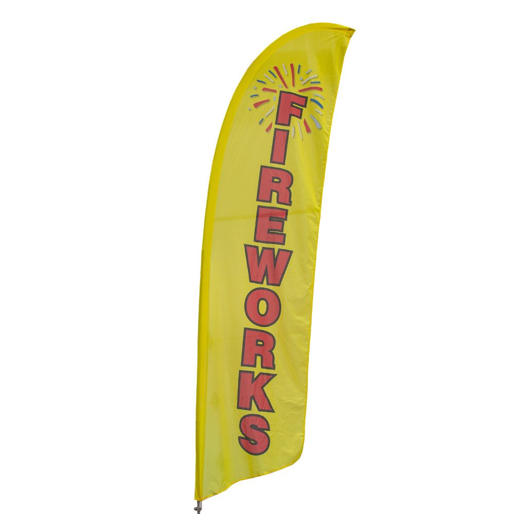 three 3 Pack Tall Swooper Flags Dark Blue with Yellow Text COUNTERTOPS 