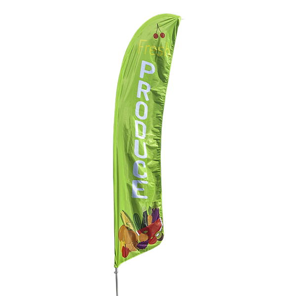 Farmers Market Fresh Produce Open King Swooper Feather Flag Sign Kit with Complete Hybrid Pole Set Pack of 3 