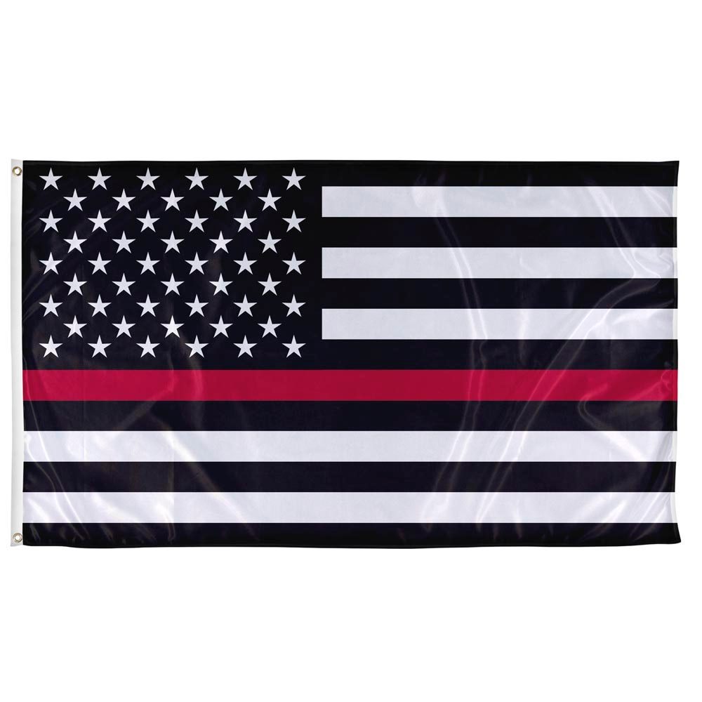 Thin Red Line License Plate on Double Red American Flag 