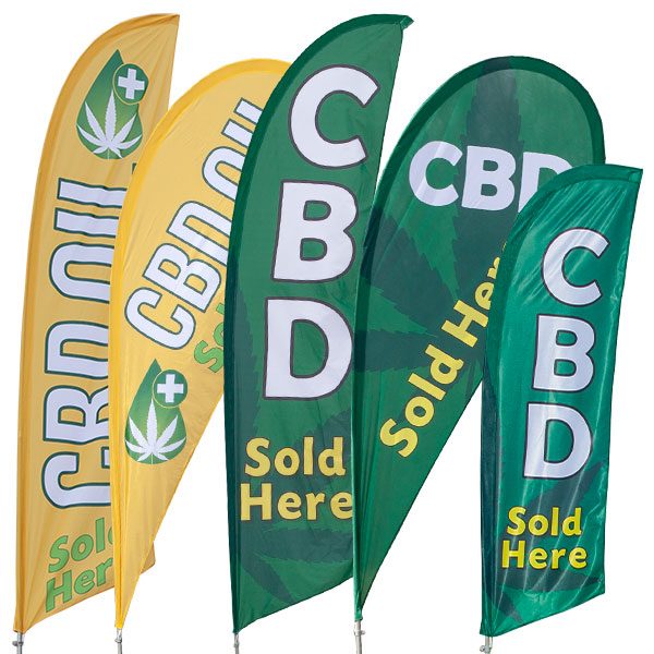 CBD Sold Here Swooper Super Feather Advertising Marketing Flag 