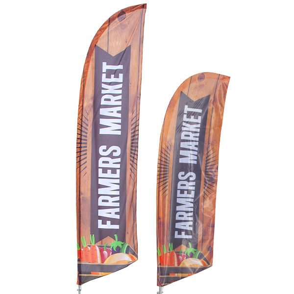 2 Pack Tall Swooper Flags Farmers Market Red White Produce two