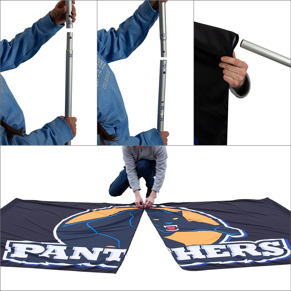 Football House Flag Streamers Pennant 28 x 39 Field Goal Yard Lines Two  Sided