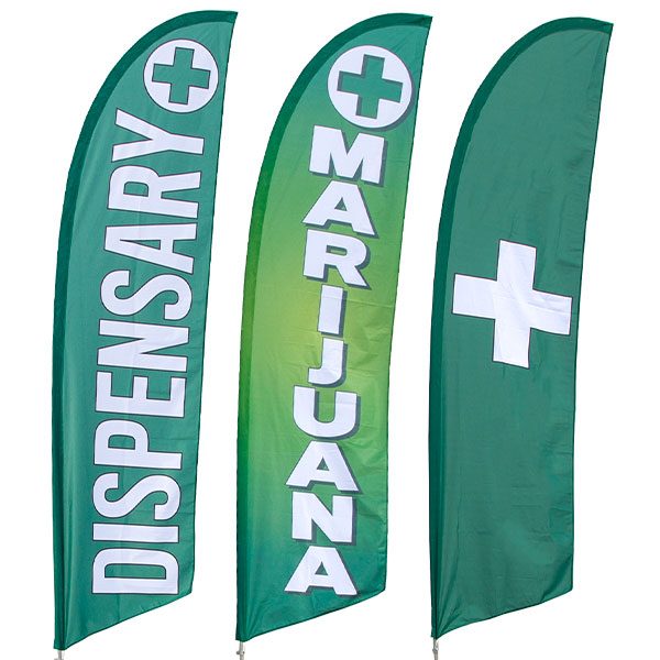 DISPENSARY Windless Swooper Flag Kit 15' Feather Banner Marijuana Sign rf-h 