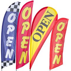 Open feather flags