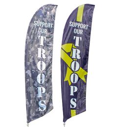 Support Our Troops Feather Flag