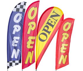 Open feather flags