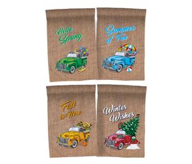 Pickup truck garden flags