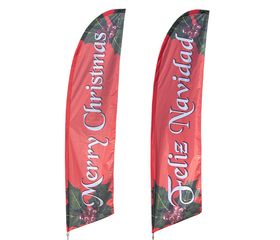 Merry Christmas Feliz Navidad Feather Flag