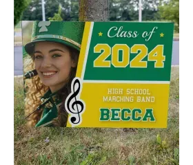 Marching band yard sign with photo