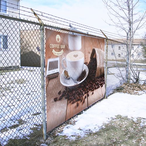 Fence Banners are a great way to advertise outdoors all year round