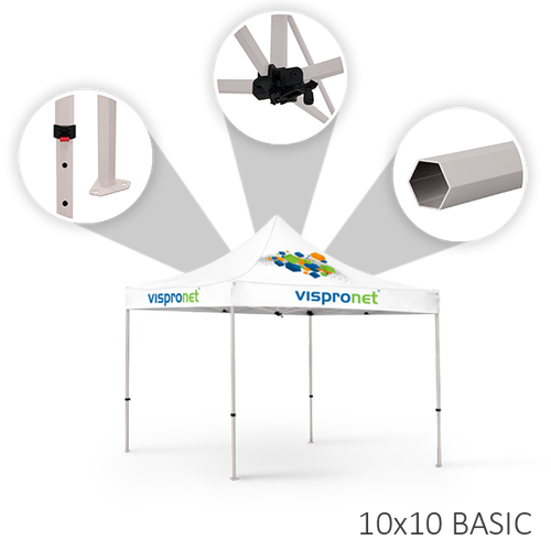 Our 10 x 20 stock event tent, offered in the Basic style