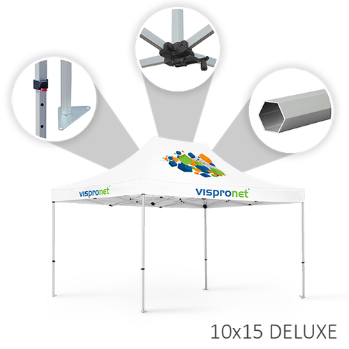Our 10 x 15 tent offered in the Deluxe style