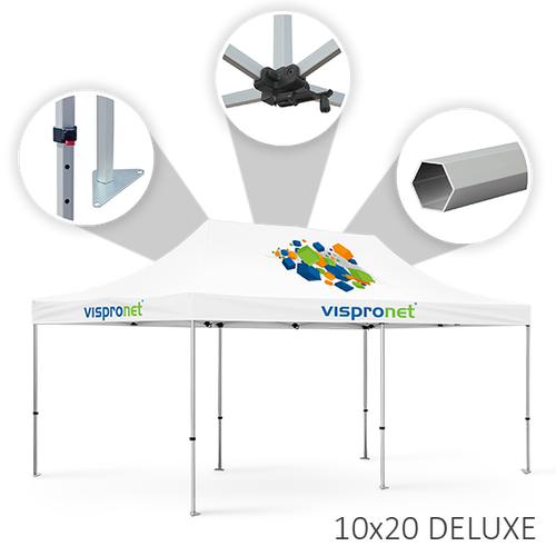 Our 10 x 20 event tent, offered in the Deluxe style