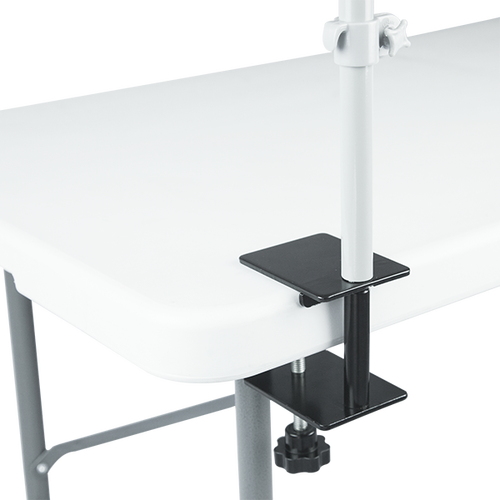 Table clamp is adjustable to fit the table perfectly