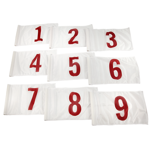 Red numbers 1-9 on white background