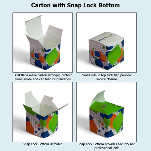 Carton with 1-2-3 Snap Lock Bottom in detail