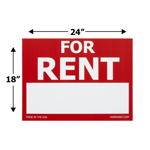 Measurements of stock For Rent sign