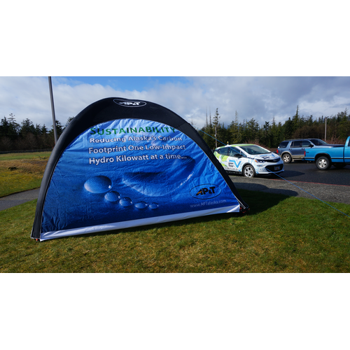 Inflatable tent with wall for a customer