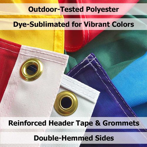 Durable polyester material and finishing for a long flag life