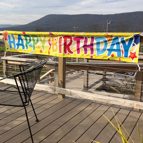 Birthday banners setup outdoors