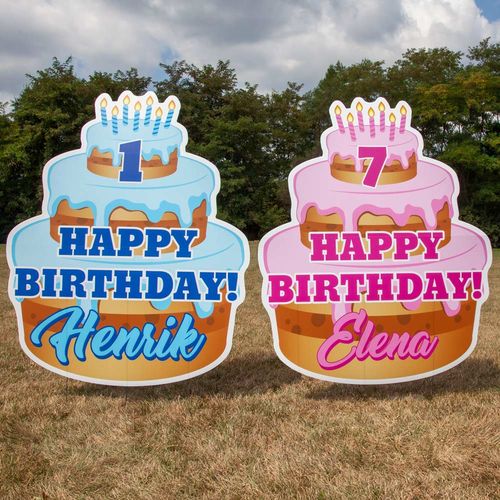 Large happy birthday cake signs