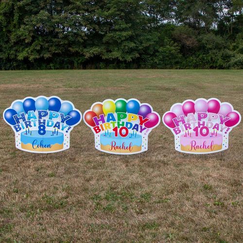 happy birthday balloon yard signs