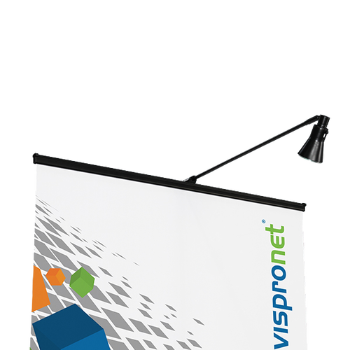 The Black Roll Up Banner Display Light stands out over a foot away from the print