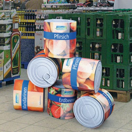 Create the appearance of fallen cans for unique advertising opportunities