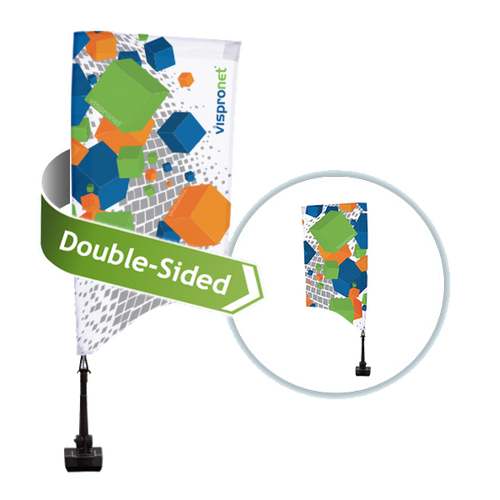 Two-sided car flags are available for better visibility