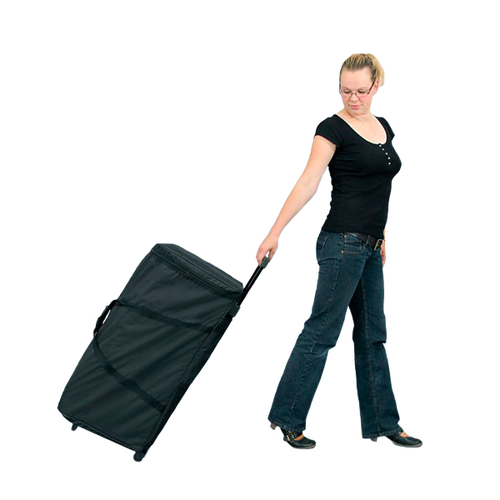 Includes handle and rolling wheels for ease in travel