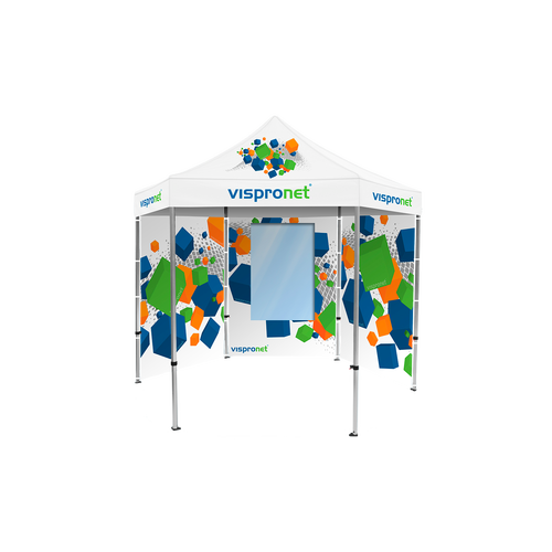 Walls can be added to your pop up advertising tent and can even feature windows and doors