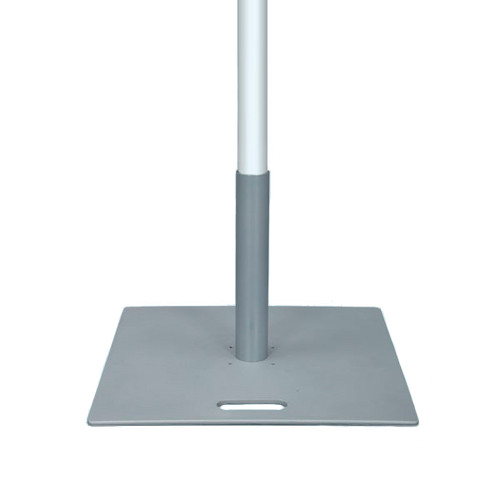 Pole fits inside included Base Plate when using the PVC pipe as adapter