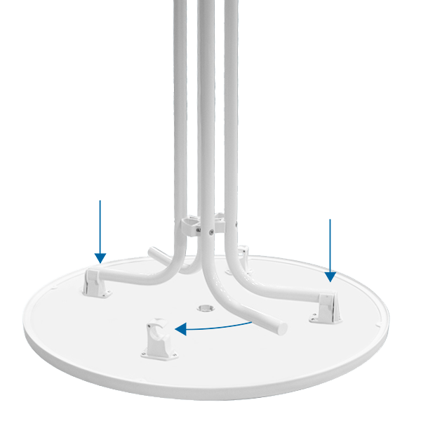 Table legs lock and swivel into place