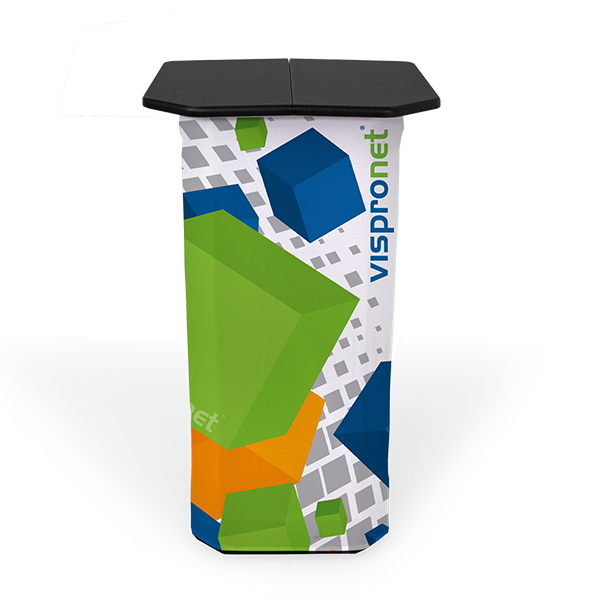 Case, custom print wrap and tabletop make for a great event counter Case, custom print wrap and tabletop make for a great event counter