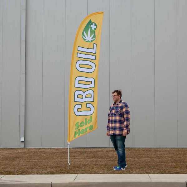 CBD Oil Large Size CBD feather flag when assembled