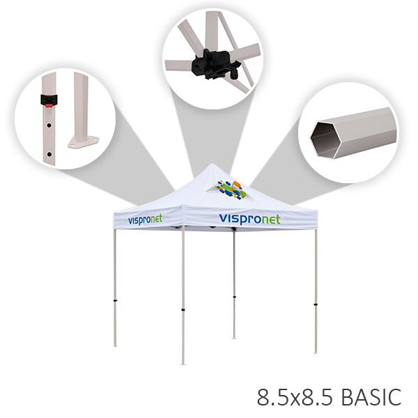 Basic frame Features of the 8.5ft x 8.5ft tent frame