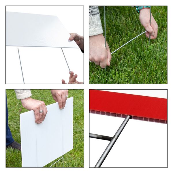 Stakes easily insert into the fluted corrugated plastic Stake assembly