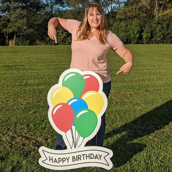 Happy Birthday Balloon Burst Sign
