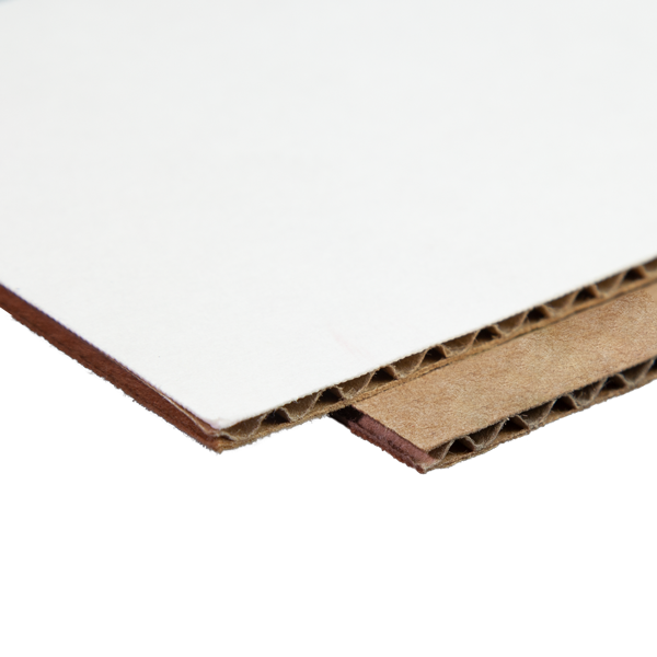 Available in kraft and white materials Example of kraft and white materials