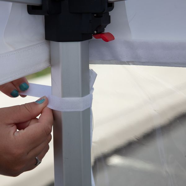 Straps that wrap around the tent legs