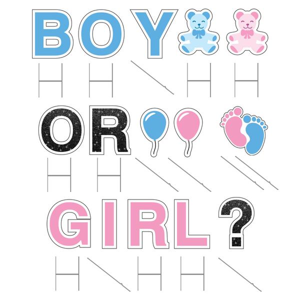 Letters with the stakes that come with them Gender Reveal signs with stakes