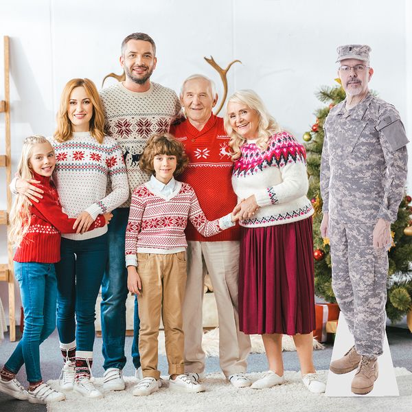 Custom cardboard cutouts are perfect for love ones who can't be home for the holidays Custom cardboard cutouts with family