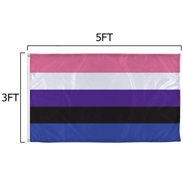 Genderfluid flag measures the standard  5ft x 3ft. Genderfluid flag size
