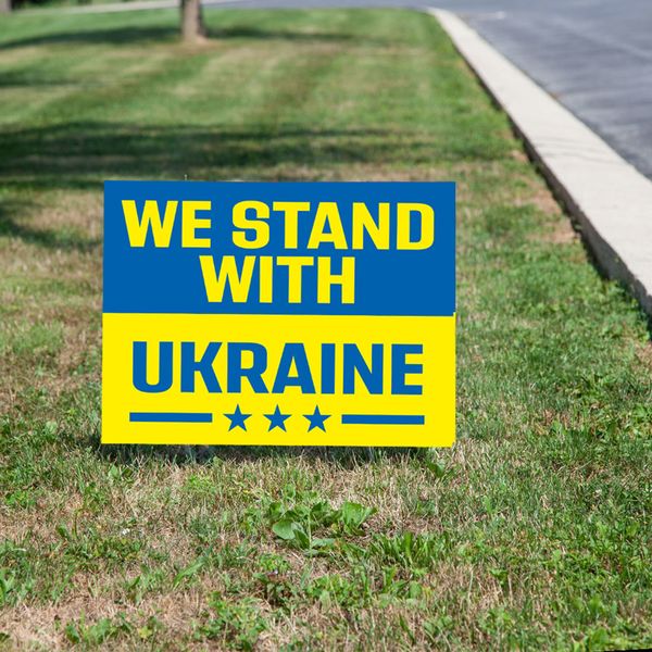 We Stand With Ukraine yard sign