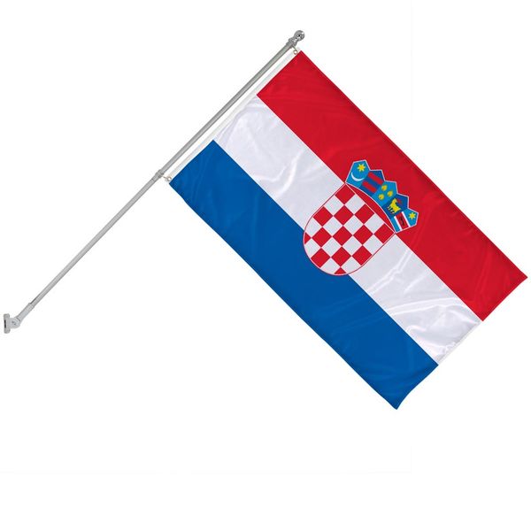 Flag on wall-mounted pole