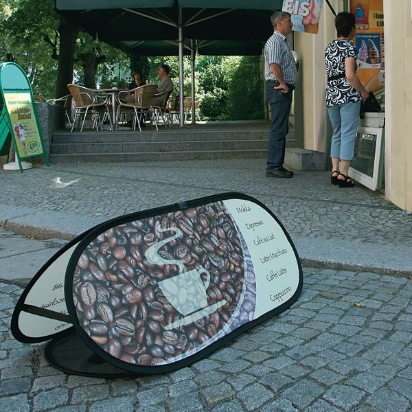 Pop out banner used outdoors Pop out banner used outdoors