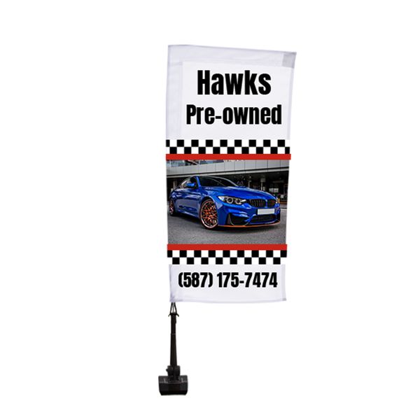 Rectangular car flag is perfect for car dealerships